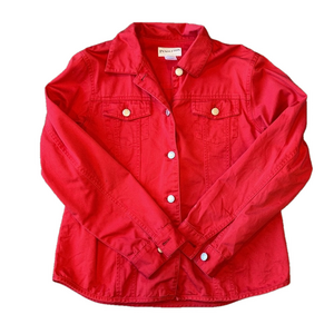 Pendleton Woman’s Vintage Red Cotton Denim Button Up Light weight Jacket